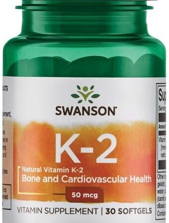 Flacon supplément vitamine K-2 Swanson, santé os et cœur.