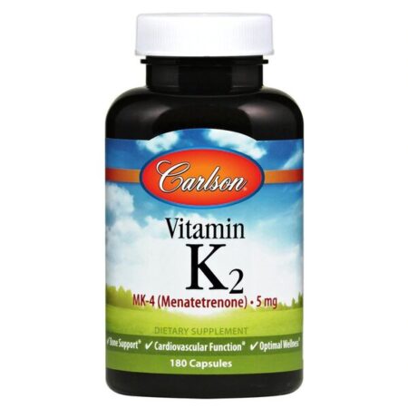Flacon de vitamine K2 Carlson, complément alimentaire.