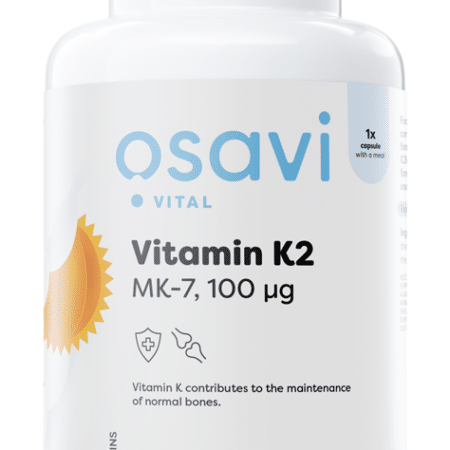 Flacon de vitamine K2 MK-7, complément alimentaire.
