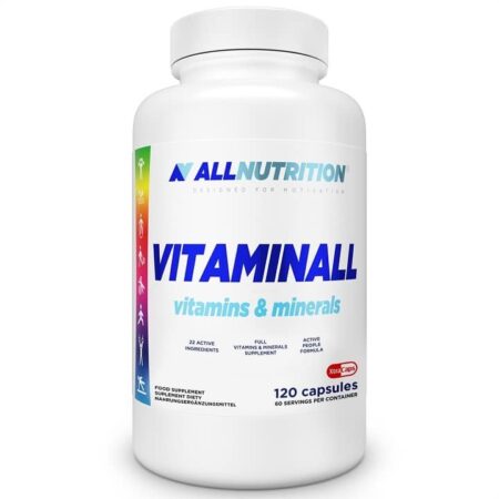 Bouteille de compléments VitaMinAll, vitamines et minéraux.