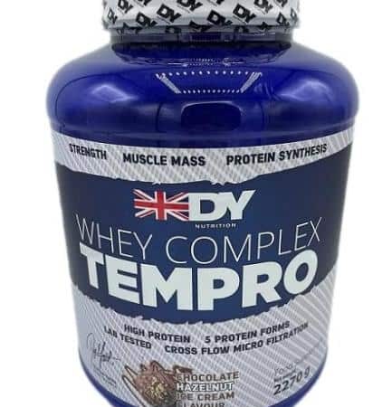 Pot de protéines Whey, goût chocolat-noisette.