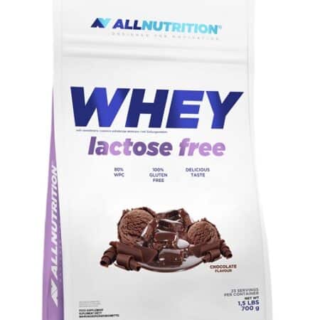 Protéine whey sans lactose saveur chocolat.