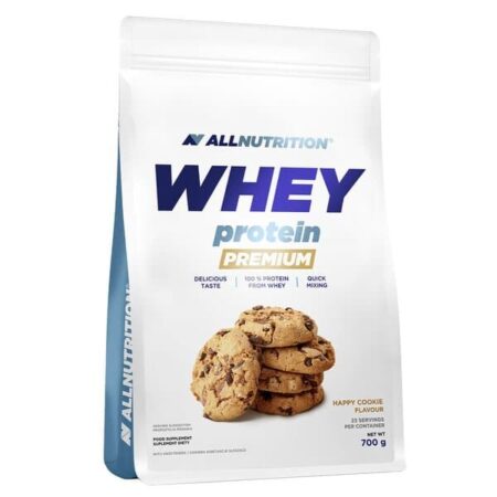 Protéine whey premium, saveur cookies, nutrition sportive.