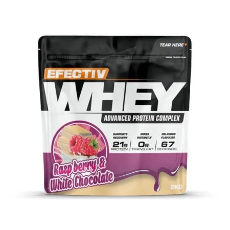 Poudre protéinée Whey framboise et chocolat blanc.