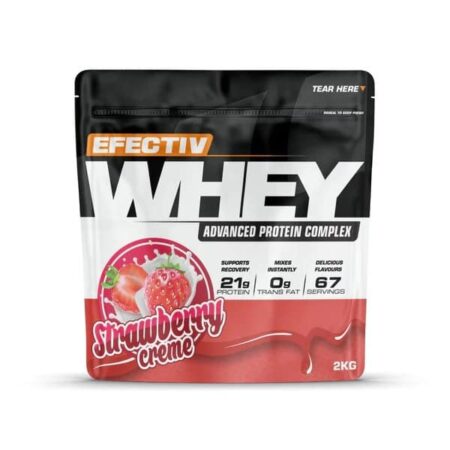 Protéine whey fraise crème, complexe avancé, 2 kg.