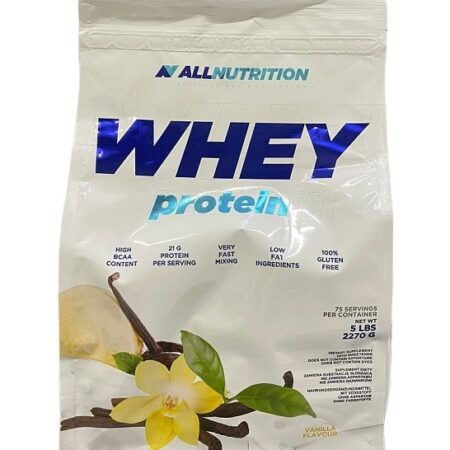 Emballage protéine de whey vanille.