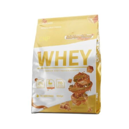Poudre protéinée Whey arôme caramel.