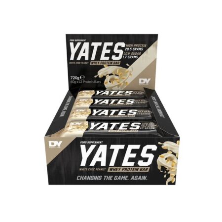 Boîte de barres protéinées Yates saveur cacahuète.