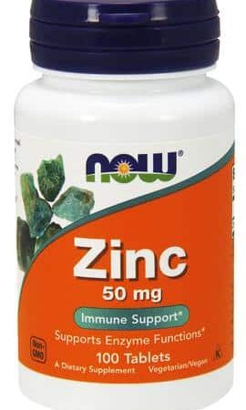 Flacon de zinc 50 mg, complément alimentaire, 100 comprimés.