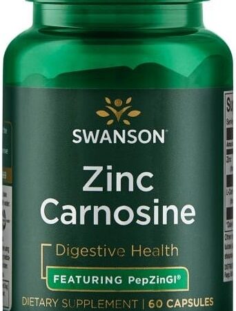 Flacon de supplément Zinc Carnosine Swanson, santé digestive.