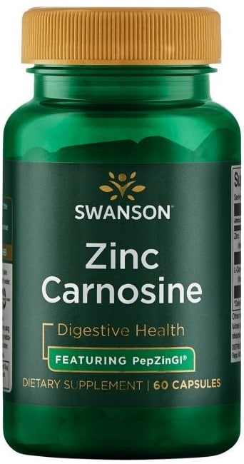 Flacon de supplément Zinc Carnosine Swanson, santé digestive.