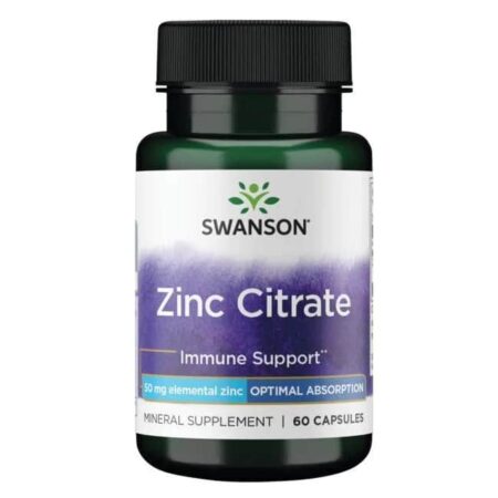 Flacon de Zinc Citrate Swanson pour immunité.
