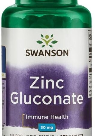 Flacon de zinc gluconate Swanson pour la santé immunitaire.