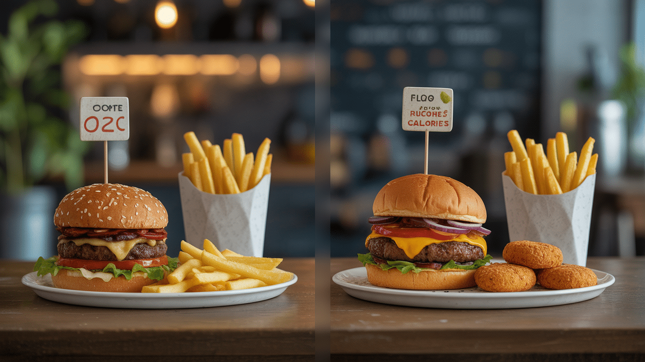 assiettes burger frites alternatives calories visuel