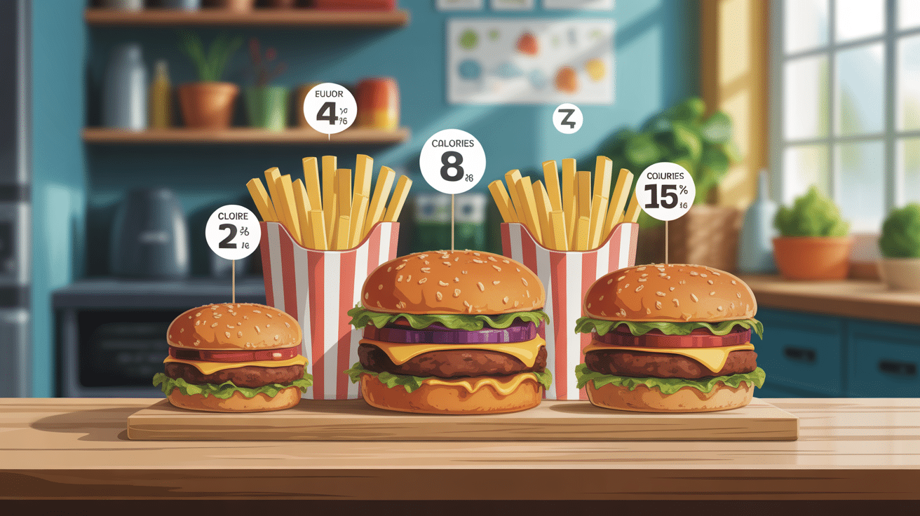 tableau calories burger frites comparatif