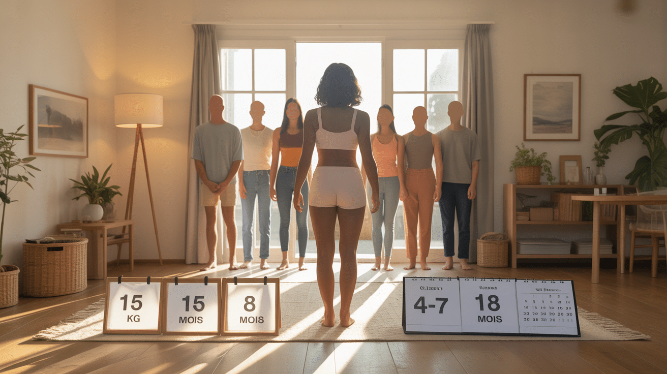 Silhouette progression perte de poids durable 15 kg assiette calendrier