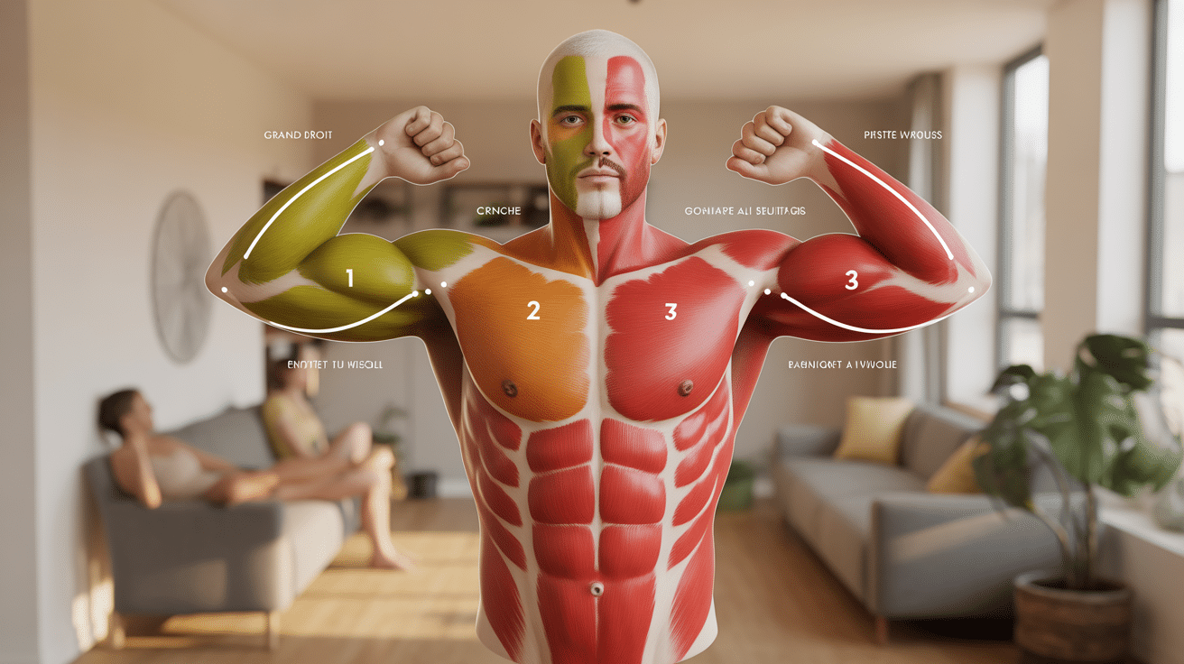 Schéma muscles abdominaux exercices crunchs gainage