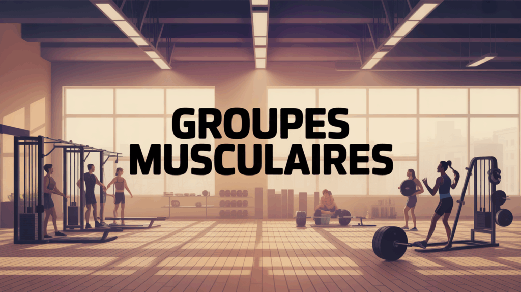 Illustration salle de sport groupes musculaires entraînement