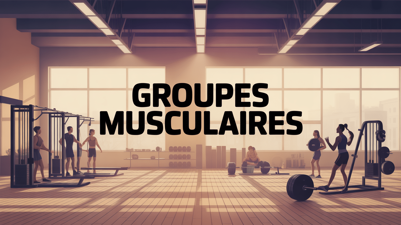 Illustration salle de sport groupes musculaires entraînement