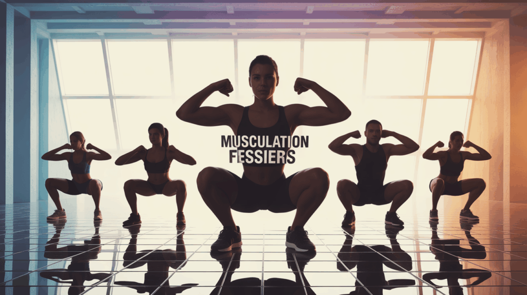 illustration musculation fessiers squat hip thrust
