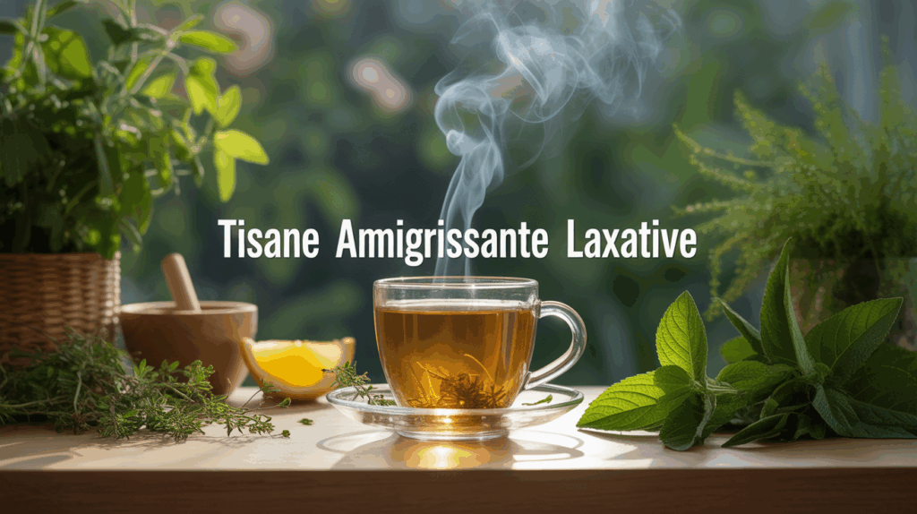tisane amaigrissante laxative vue tasse et plantes detox
