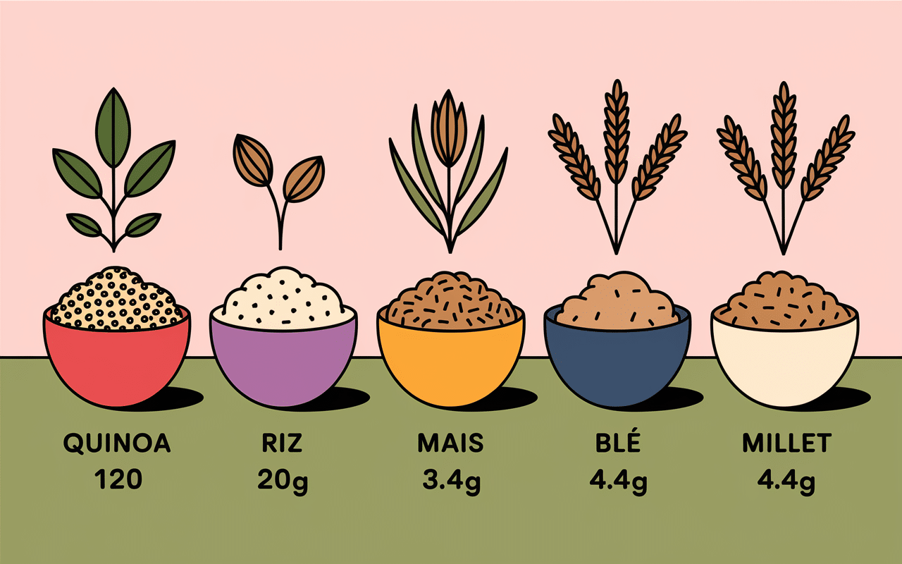 tableau nutrition quinoa vs autres cereales
