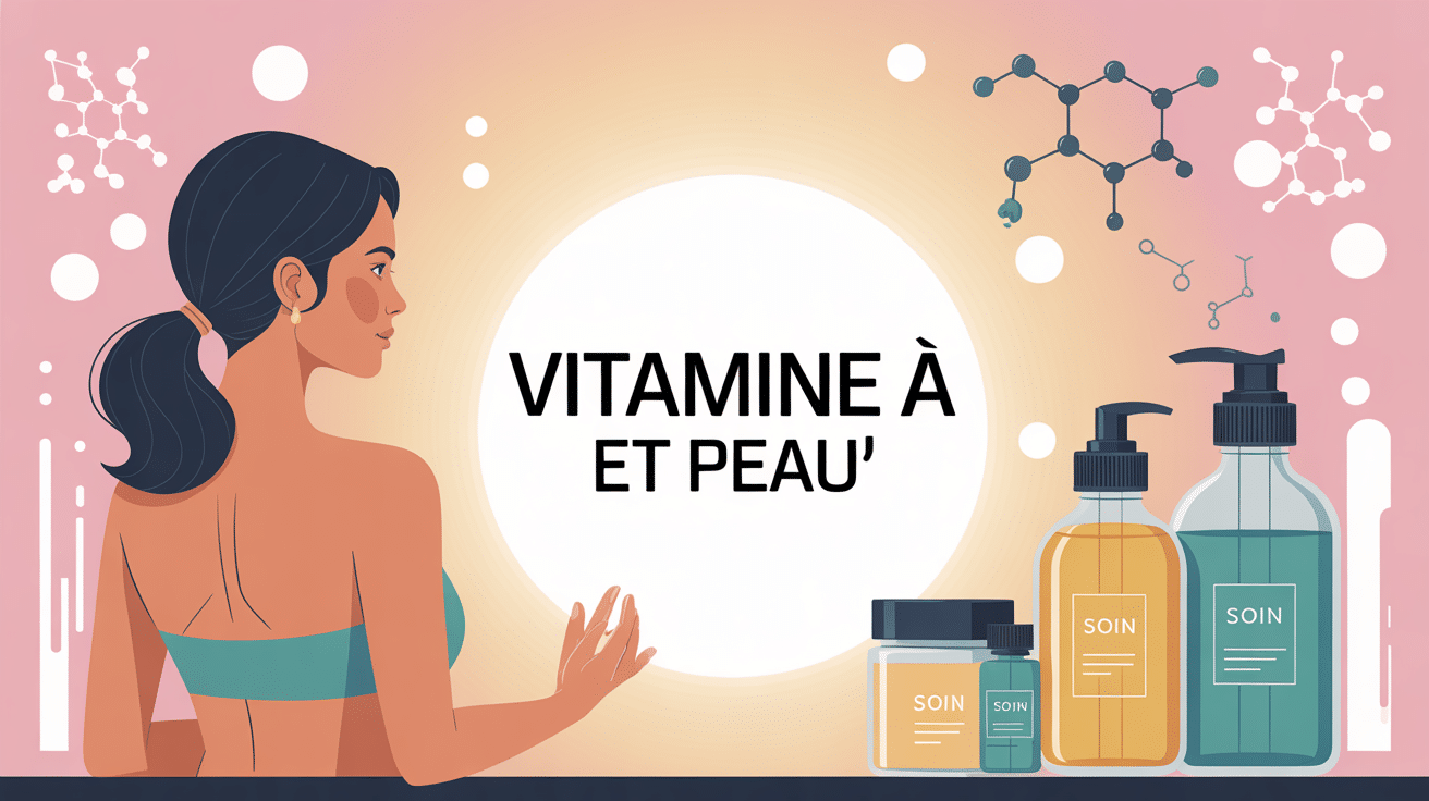 illustration vitamine a et peau silhouette molecules fond clinique