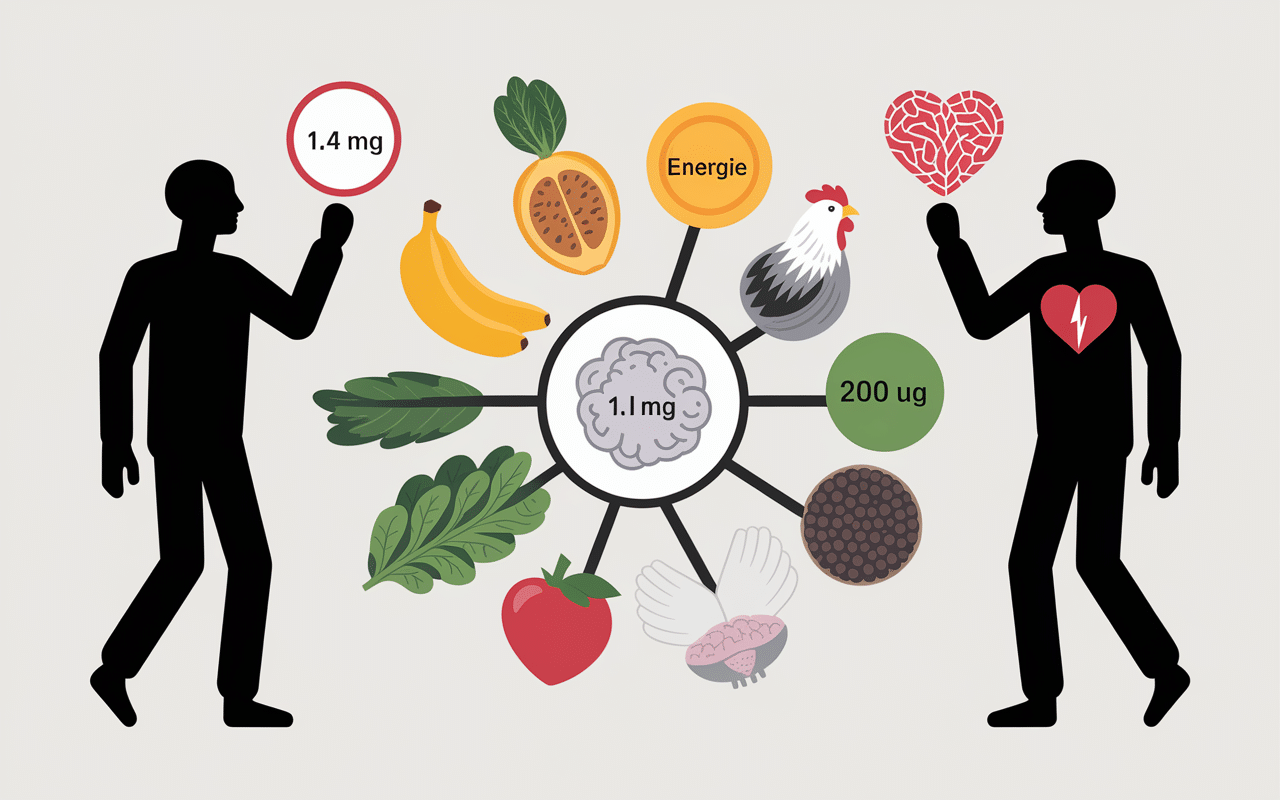 silhouettes aliments b6 b9 icones energie cerveau coeur