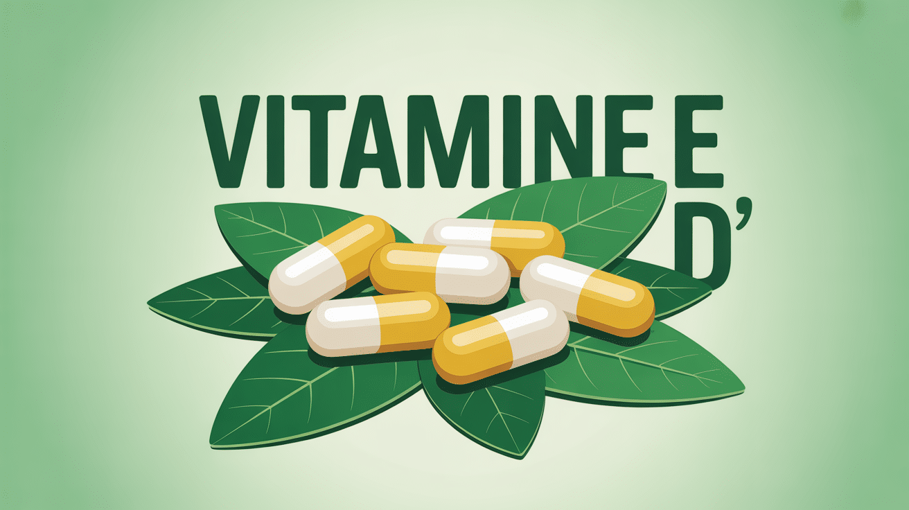 Vitamine D pilules blanches et jaunes sur feuilles verte centre sante