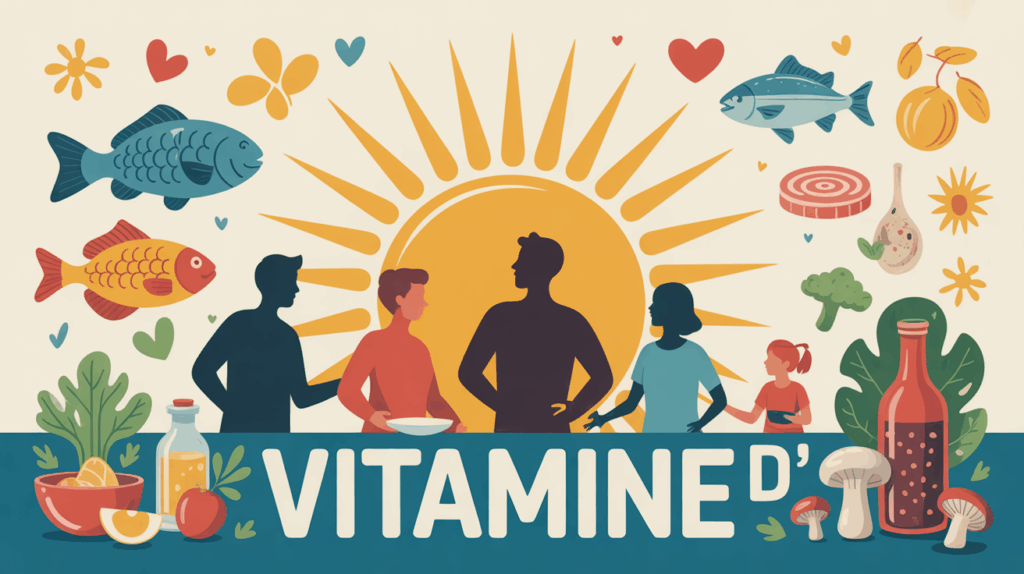 Synthèse vitamine D via alimentation et soleil