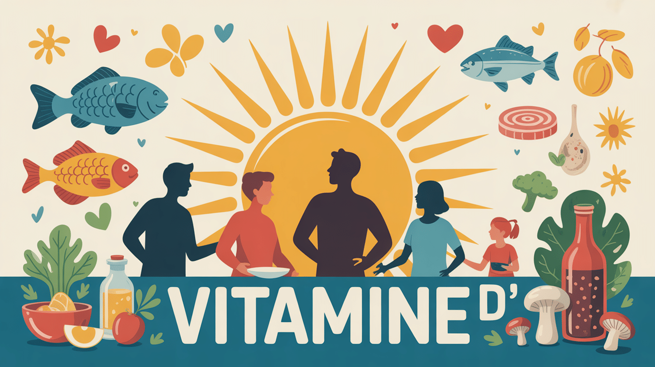 Synthèse vitamine D via alimentation et soleil