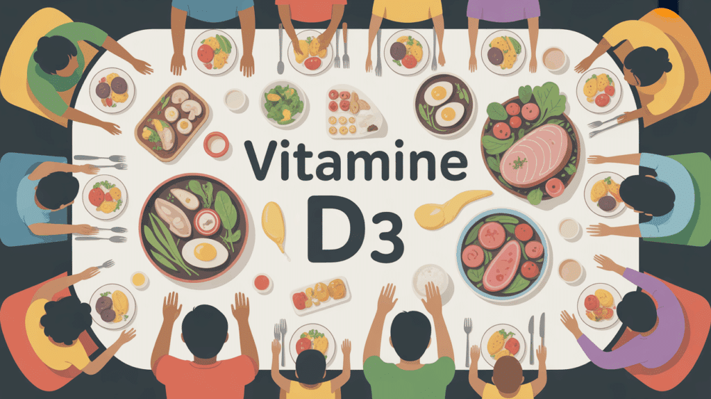 table familiale plats riches en vitamine D3 nourriture saine