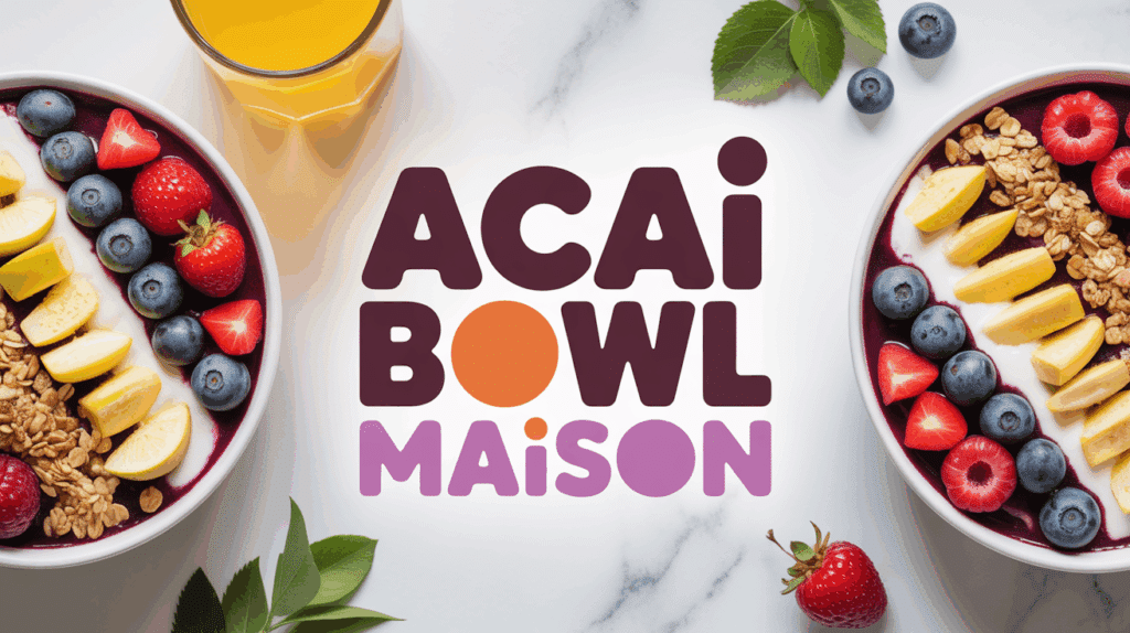 acai bowl maison healthy avec fruits et granola vue dessus