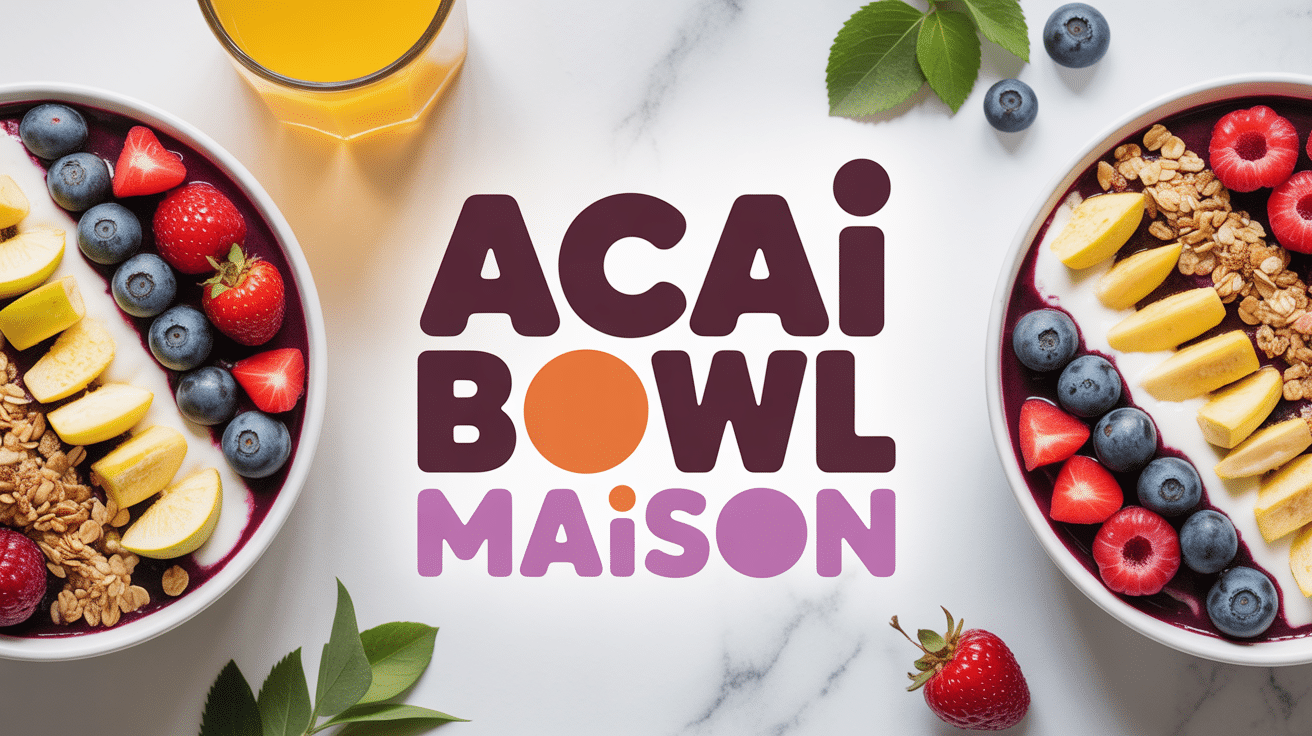 acai bowl maison healthy avec fruits et granola vue dessus