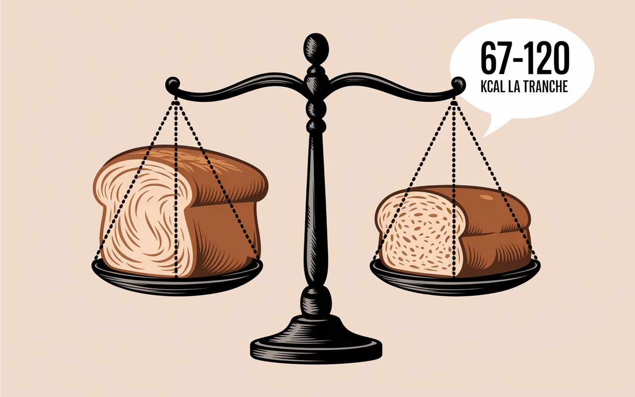calories pain complet par tranche illustration balance