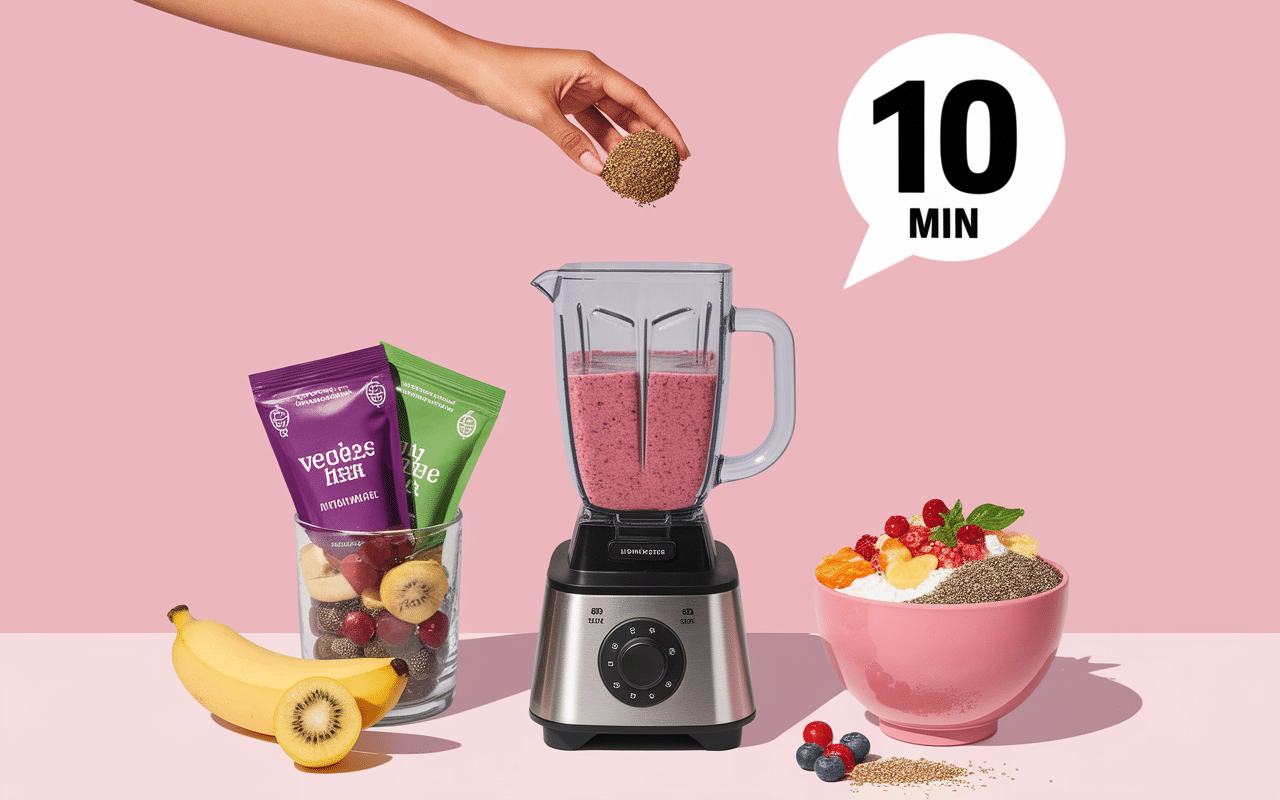 recette acai bowl maison main versant lait vegetal blender