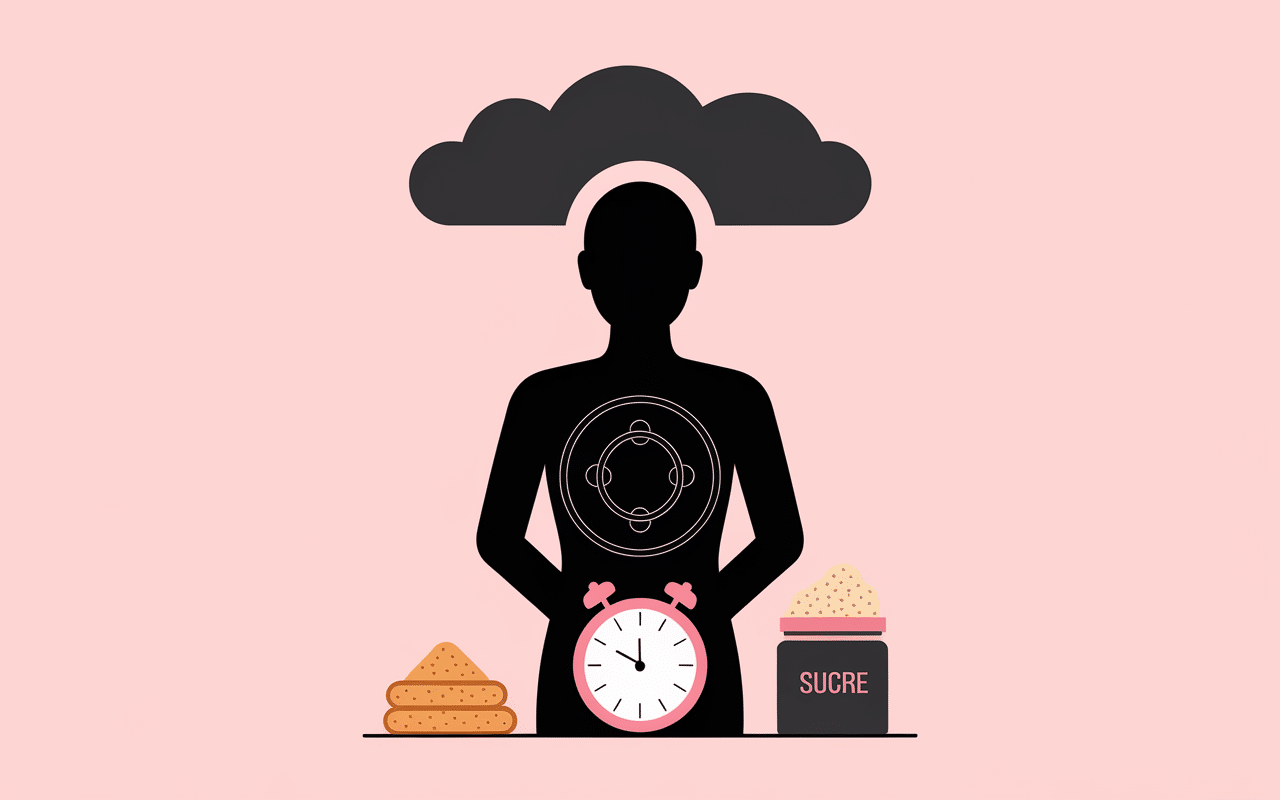 Illustration signes excès cortisol corporel