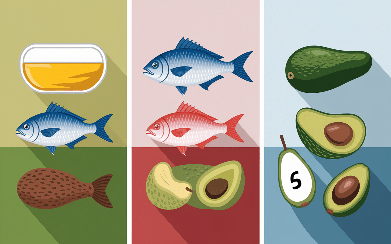 Tableau oméga 3 6 9 huiles poissons avocats