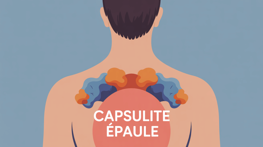 Vue stylisée d'une épaule avec inflammation, capsulite