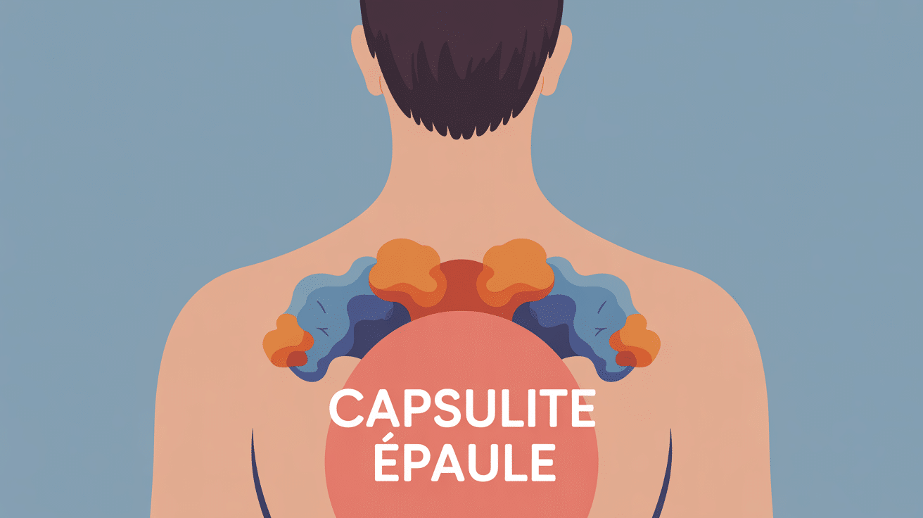 Vue stylisée d'une épaule avec inflammation, capsulite