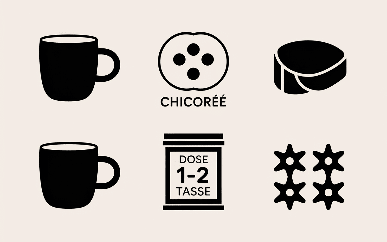 Graphique dose chicorée pictogrammes digestion foie allergie