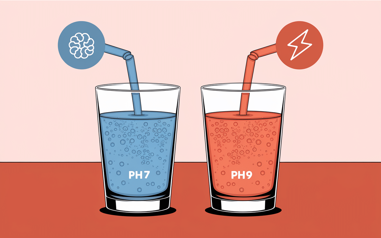 Deux verres d'eau alcaline indicateur pH digestion énergie