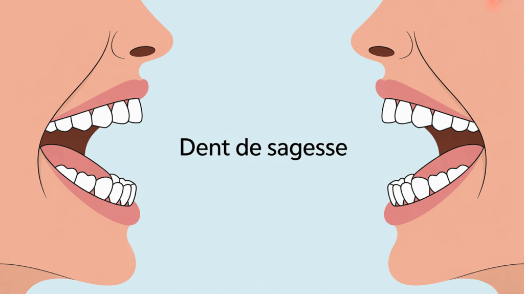 Dent de sagesse surbrillance bouche ouverte profil