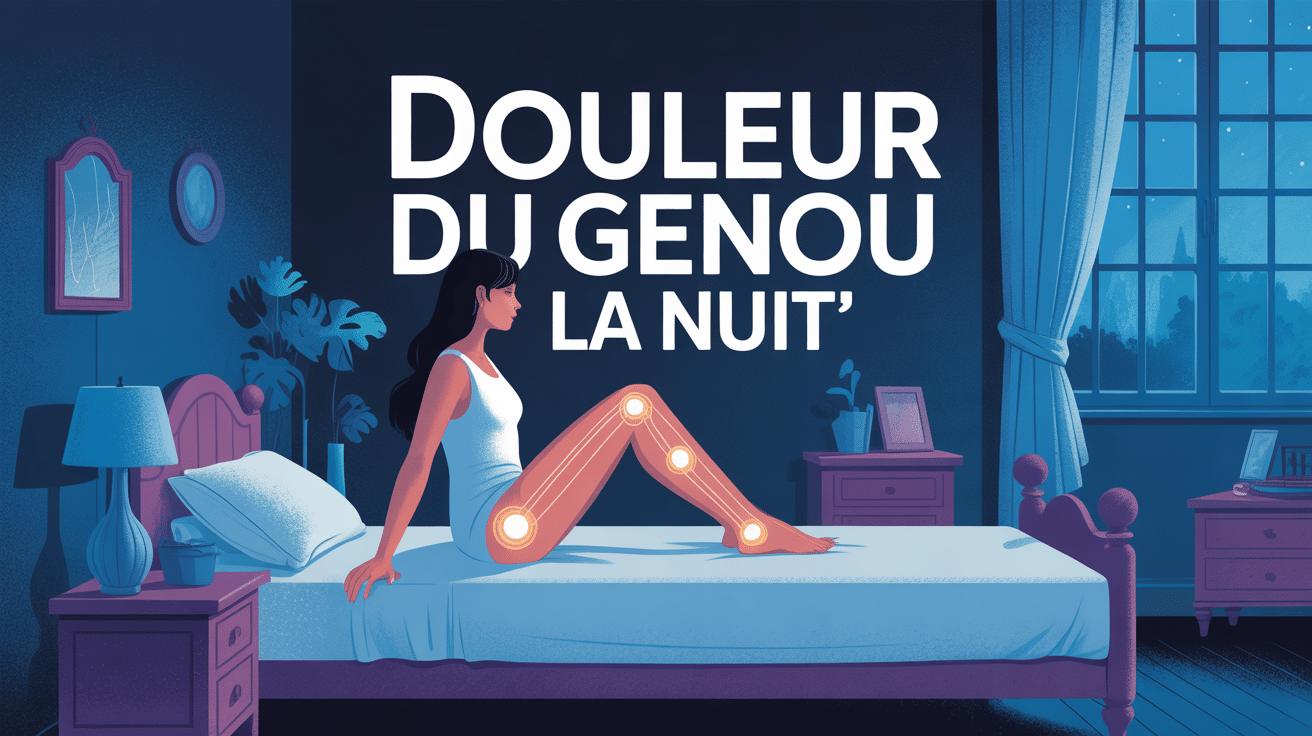Silhouette main sur genou douleur la nuit illustration