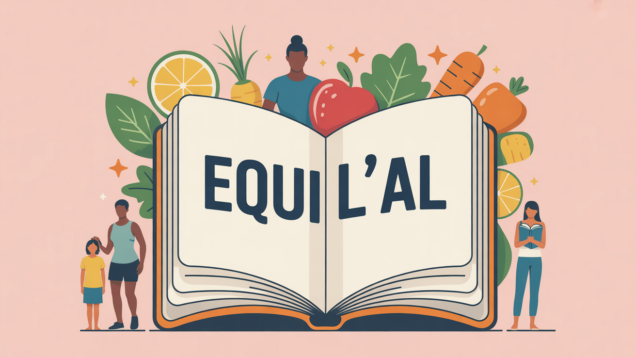 Equil'al carnet alimentaire et familles, symbole équilibre nutrition