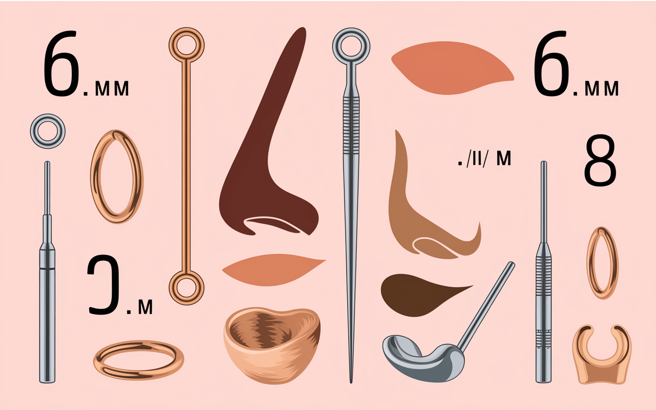 tableau tailles piercing nostril anneaux tiges nez