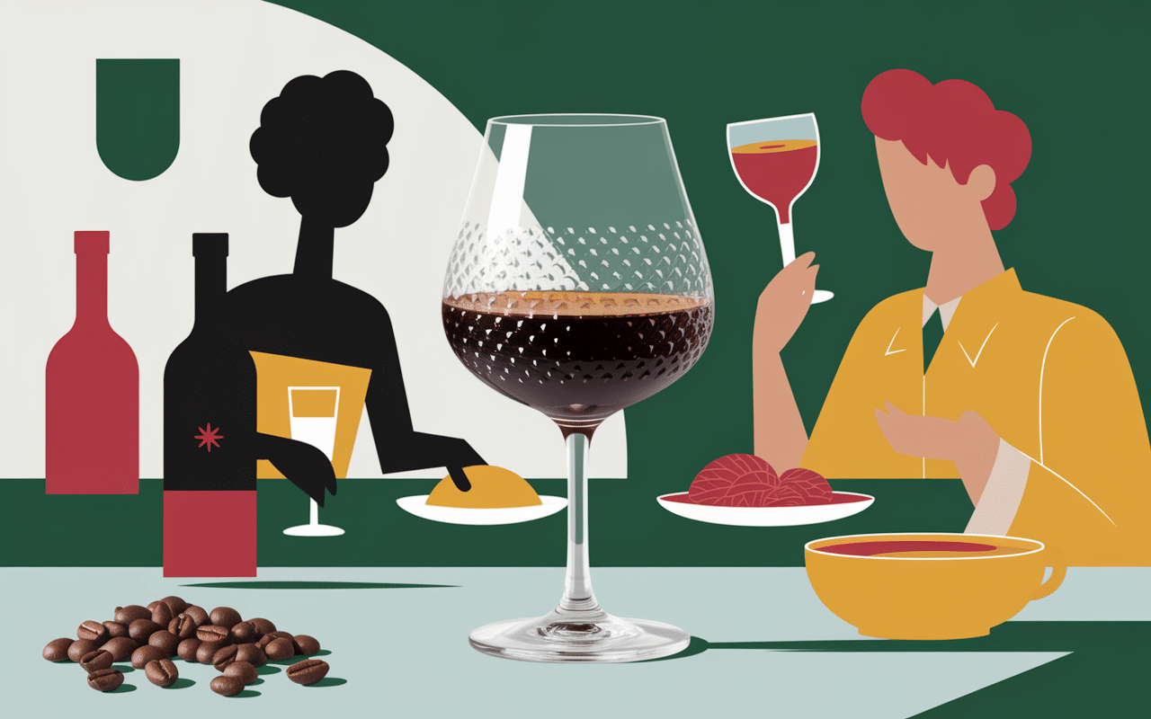 Verre de sambuca anis avec grains de café en scene italienne