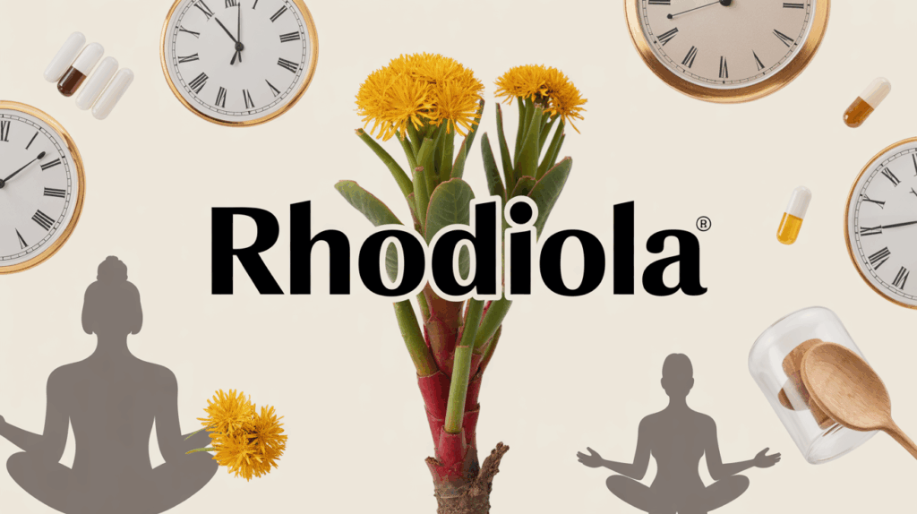 racine rhodiola horloge gélules silhouettes calme vitalité