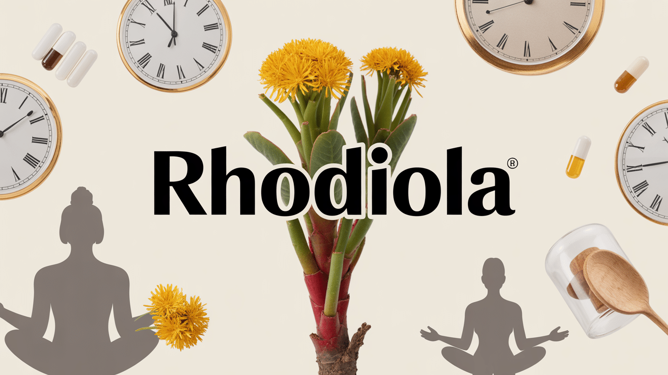 racine rhodiola horloge gélules silhouettes calme vitalité