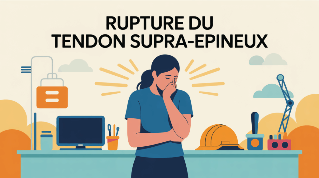 personne tenant epaule douloureuse outils travail rupture tendon supra epineux